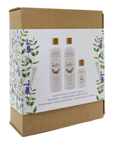 Lavender & Angelica Adult Gift Set Shampoo, Conditioner, Hair Lotion, Natural 100 Percent Cotton Face Towel