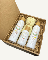 No Scent Baby Gift Set Shampoo, Body Wash, Body Lotion, Natural 100 Percent Cotton Face Towel
