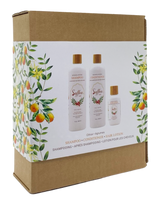 Citrus Adult Gift Set Shampoo, Conditioner, Hair Lotion, Natural 100 Percent Cotton Face Towel