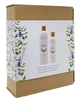 Lavender & Angelica Adult Gift Set Body Wash, Body Lotion, Natural 100 Percent Cotton Face Towel