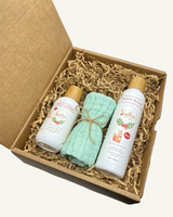 No Scent Kids Gift Set Body Wash, Body Lotion, Natural 100 Percent Cotton Face Towel
